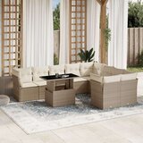 vidaXL 10-dijelni set vrtnih sofa s jastucima bež od poliratana | shoptok.hr