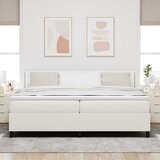  LED Box Spring Krevet s uzglavljem Krema i bijela 200 x 200 cm | shoptok.hr