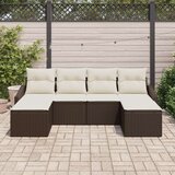  6-delni vrtni jedilni set z blazinami rjav poliratan, (22094048) | Shoptok.si