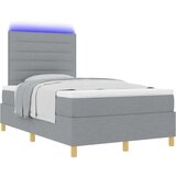 Box Spring Krevet s Madracem &amp LED Svjetlosivi 120x190 cm Tkanina | shoptok.hr