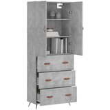 vidaXL Visoka komoda siva betona 69 5x34x180 cm od konstruiranog drva | shoptok.hr