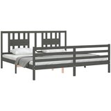  Okvir za krevet s uzglavljem sivi 200 x 200 cm od masivnog drva | shoptok.hr