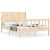 Maison Chic Posteljni Okvir - Dvoposteljna postelja z vzglavjem trden les, (22080414) | Shoptok.si