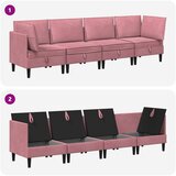  Set namještaja za dnevni boravak 4 pcs Ružičasta Baršun | shoptok.hr