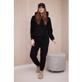 Kesi Insulated set with a sweatshirt with a tie at the bottom in black | Shoptok.si