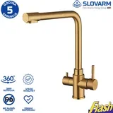 Slavina za sudoperu ZLATNA INOX 2u1 - standardna i filtrirana voda - Slovarm 486021