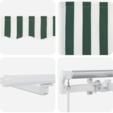 vidaXL Ručna uvlačiva tenda s LED zelenom i bijelom 600x300 cm, Zamjenska tkanina za tendu 6x3 m okvir zelena i bijela | shoptok.hr