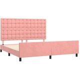  Posteljni okvir z vzglavjem roza 160x200 cm žamet, (20903332) | Shoptok.si