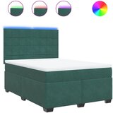 vidaXL Box spring postelja z vzmetnico temno zelena 140x200 cm žamet, (21305803) Cene