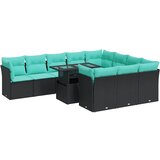  11-dijelni set vrtnih sofa poliratan i bagrem s jastucima crni | shoptok.hr
