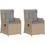 vidaXL Vrtna klop z blazino 2 pcs Bež Poly ratan | Shoptok.si