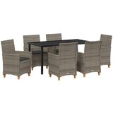 vidaXL 7-dijelni set vrtnih stolica s jastučićima Siva poli ratan | shoptok.hr