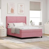 Box Spring postelja z vzmetnico in LED roza 140x190 cm žamet, (22049643) | Shoptok.si