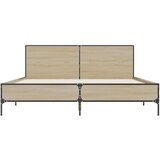 Okvir za krevet boja hrasta 135x190cm konstruirano drvo i metal | shoptok.hr