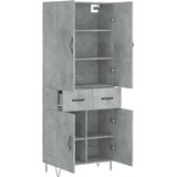 vidaXL Visoka komoda siva betona 69 5x34x180 cm od konstruiranog drva | shoptok.hr