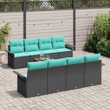  Sjedeća garnitura za vrt 9 kom. 8-Broj sjedala Crna i Tirkizna 251 x 62 x 69 cm | shoptok.hr