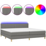 Maison Chic Box spring postelja - Vzmetna postelja z vzmetnico LED temno siva 200x200 cm blago SL16125, (21903689) | Shoptok.si