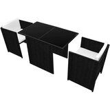 Poli Bistro garnitura z blazinami 3-delna poli ratan črna | Shoptok.si