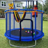  IKONKA-Trampolin za djecu s košem, visećom mrežom i boksačkom vrećom 155 cm – plavi | Shoptok.si