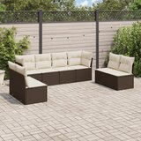  8-dijelni set vrtnih sofa s jastucima smeđi od poliratana | shoptok.hr