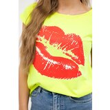 Kesi Lip print blouse yellow neon+red | shoptok.hr