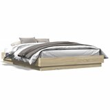 vidaXL Okvir kreveta s LED svjetlima boja hrasta sonome 150 x 200 cm Cijene