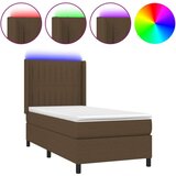  Box spring postelja z vzmetnico LED temno rjava 100x200cm blago, (20899417) | Shoptok.si