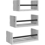  3-dijelni set zidnih polica siva boja hrasta konstruirano drvo | shoptok.hr