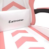  Gaming stol z oporo za noge belo in roza umetno usnje, (21377624) | Shoptok.si