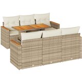 Maison Chic Seti vrtnega pohištva - Vrtna garnitura - Vrtni pohištvo set z blazinami 7-delna bež ratan/akacija, (21796443) | Shoptok.si