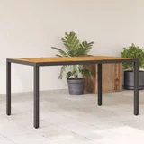 vidaXL Vrtna miza z leseno akacijevo ploščo črna 150x90x75 cm PE ratan