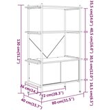  Polica s 4 razine i ormarićem 80 x 40 x 130 cm od čelika i drva | shoptok.hr