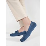GOODIN Blue openwork women's suede loafers | Shoptok.si