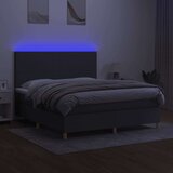 Box spring postelja z vzmetnico LED temno siva 160x200 cm blago, (20789210) | Shoptok.si