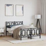  Metalni okvir kreveta uzglavlje i podnožje crni 120x190 cm | shoptok.hr