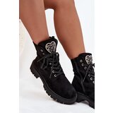 Boto Ankle Boots Workery With Jewelry Decoration Insulated Eco Suede Black Miryssa | Shoptok.si