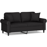  The Living Store Kavč dvosed z okrasnimi blazinami črn 140 cm žamet - Dvosed, (21494314) | Shoptok.si