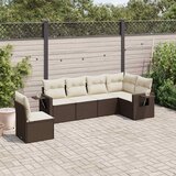  6-dijelni set vrtnih sofa od poliratana s jastucima smeđi | shoptok.hr
