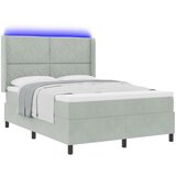 vidaXL Box Spring Krevet s Madracem i LED Svjetlom Svjetlosiva 140x190 cm Baršun | shoptok.hr