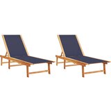  The Living Store Ležalnik 2 kosa moder trden akacijev les in tekstilen - Vrtni Ležalnik, (21459885) | Shoptok.si