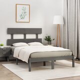  Posteljni okvir siv iz trdnega lesa 135x190 cm 4FT6, (20685060) Cene