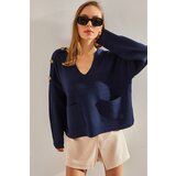 Bianco Lucci Women's Shoulder Button Pocket Knitwear Sweater Cene