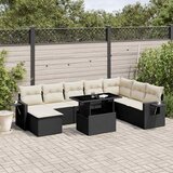 Maison Chic Seti vrtnega pohištva - Vrtna garnitura - Vrtni pohištvo set 8-delna z blazinami črn poli ratan, (21800348) | Shoptok.si