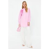 Trendyol Pink Applique Flower Detailed Cotton Woven Shirt Cene