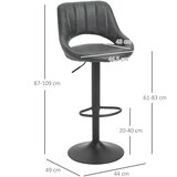  Set od 2 barske stolice izgled kože okretne podesiva visina oslonac za noge metalni okvir 47 x 52 x 87-109 cm siva | shoptok.hr