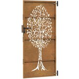  Vrtna vrata 85 x 175 cm od čelika COR-TEN s uzorkom stabla | shoptok.hr