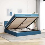 vidaXL Otomanska postelja z vzmetnico & LED temno modra 160x200cm | Shoptok.si