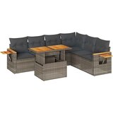 vidaXL Vrtna sedežna garnitura z blazinami 7-delna siv ratan/akacija, (21781762) | Shoptok.si