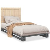  The Living Store Posteljni okvir z vzglavjem siv 100x200 cm trdna borovina - Posteljni Okvir, (21532060) | Shoptok.si