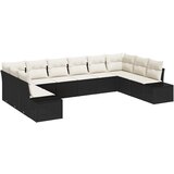 vidaXL 10-delni set vrtnih kavčev z blazinami črnega poli ratana | Shoptok.si